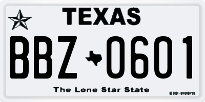 TX license plate BBZ0601