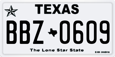 TX license plate BBZ0609