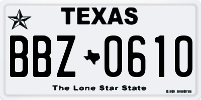 TX license plate BBZ0610
