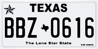 TX license plate BBZ0616