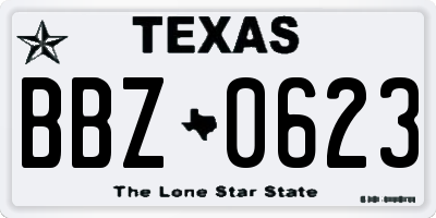 TX license plate BBZ0623