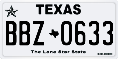 TX license plate BBZ0633