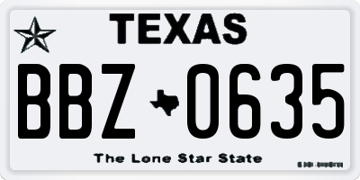TX license plate BBZ0635