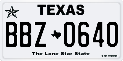 TX license plate BBZ0640