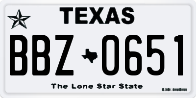 TX license plate BBZ0651
