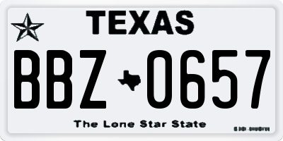 TX license plate BBZ0657