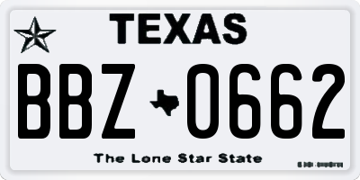 TX license plate BBZ0662
