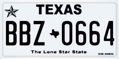 TX license plate BBZ0664