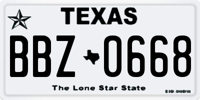 TX license plate BBZ0668