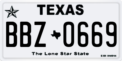 TX license plate BBZ0669