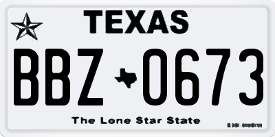 TX license plate BBZ0673