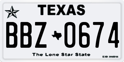 TX license plate BBZ0674