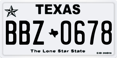 TX license plate BBZ0678