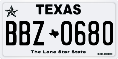 TX license plate BBZ0680