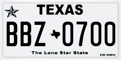 TX license plate BBZ0700