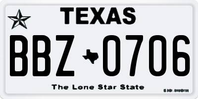 TX license plate BBZ0706