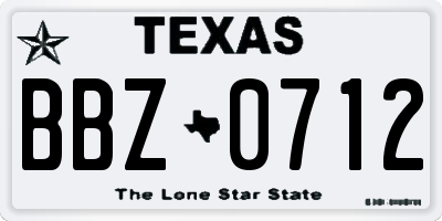TX license plate BBZ0712