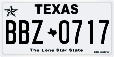 TX license plate BBZ0717
