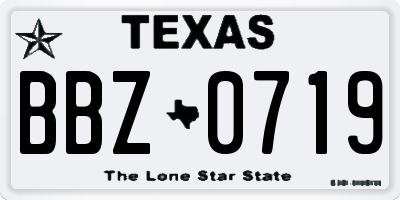 TX license plate BBZ0719