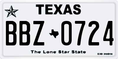 TX license plate BBZ0724