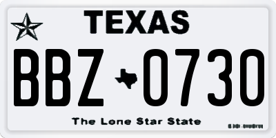TX license plate BBZ0730