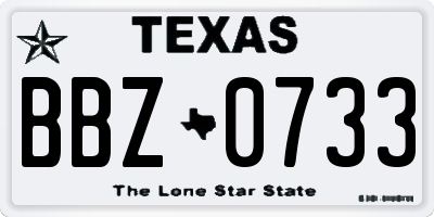 TX license plate BBZ0733