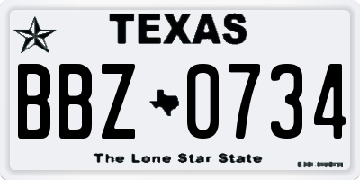 TX license plate BBZ0734