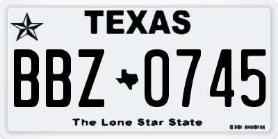 TX license plate BBZ0745