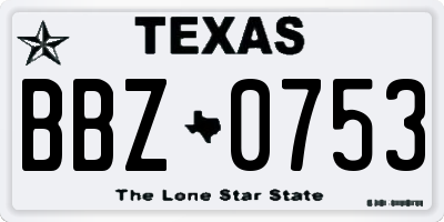 TX license plate BBZ0753