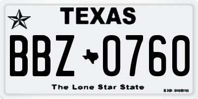TX license plate BBZ0760