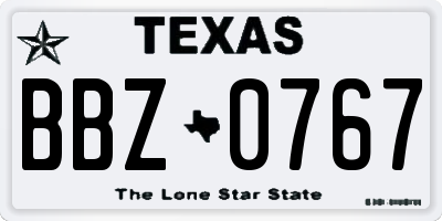 TX license plate BBZ0767