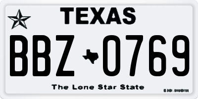 TX license plate BBZ0769