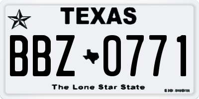 TX license plate BBZ0771