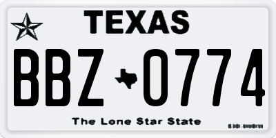 TX license plate BBZ0774