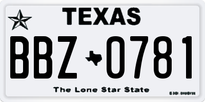 TX license plate BBZ0781