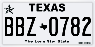 TX license plate BBZ0782