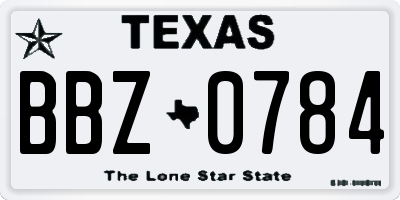 TX license plate BBZ0784