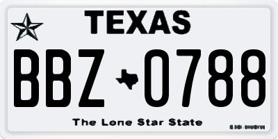 TX license plate BBZ0788