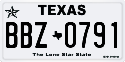 TX license plate BBZ0791
