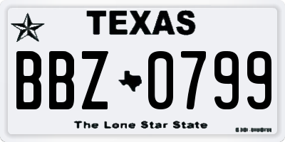 TX license plate BBZ0799