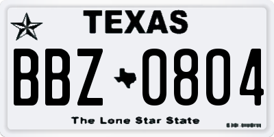TX license plate BBZ0804
