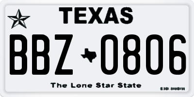 TX license plate BBZ0806