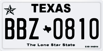 TX license plate BBZ0810