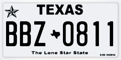 TX license plate BBZ0811
