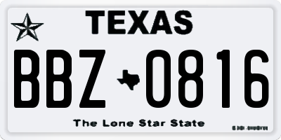 TX license plate BBZ0816