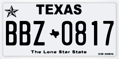 TX license plate BBZ0817