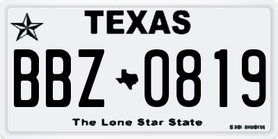 TX license plate BBZ0819