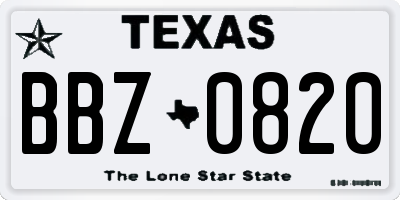 TX license plate BBZ0820