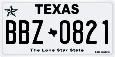 TX license plate BBZ0821