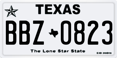 TX license plate BBZ0823